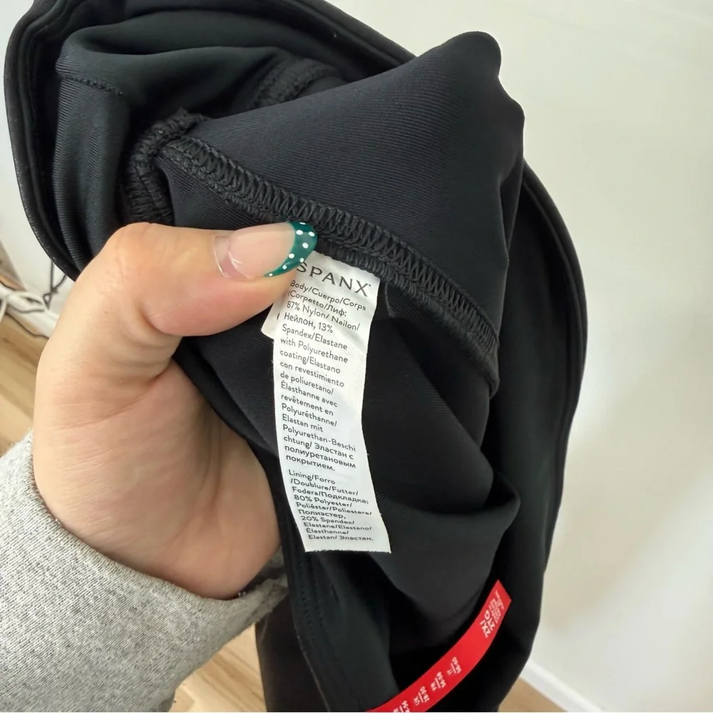 SPANX Black High-Rise Faux Leather Metallic Women's Leggings E4